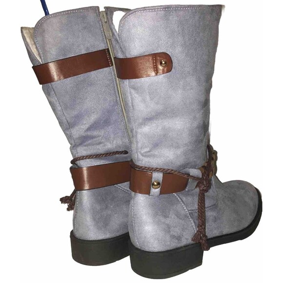 Ahongm Fashion Womens Lt Blue Faux Leather Cowgirl Boots Sz US 8.5 EU 39 Western - Picture 7 of 11